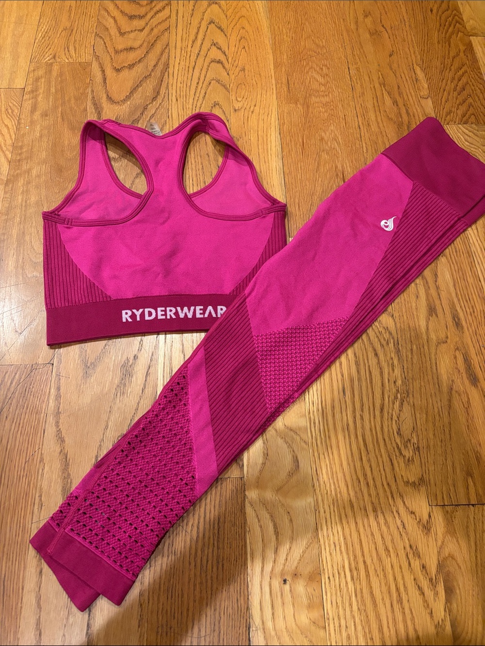 Ryderwear Fuchsia Seamless Racerback Sports Bra with Matching Leggings